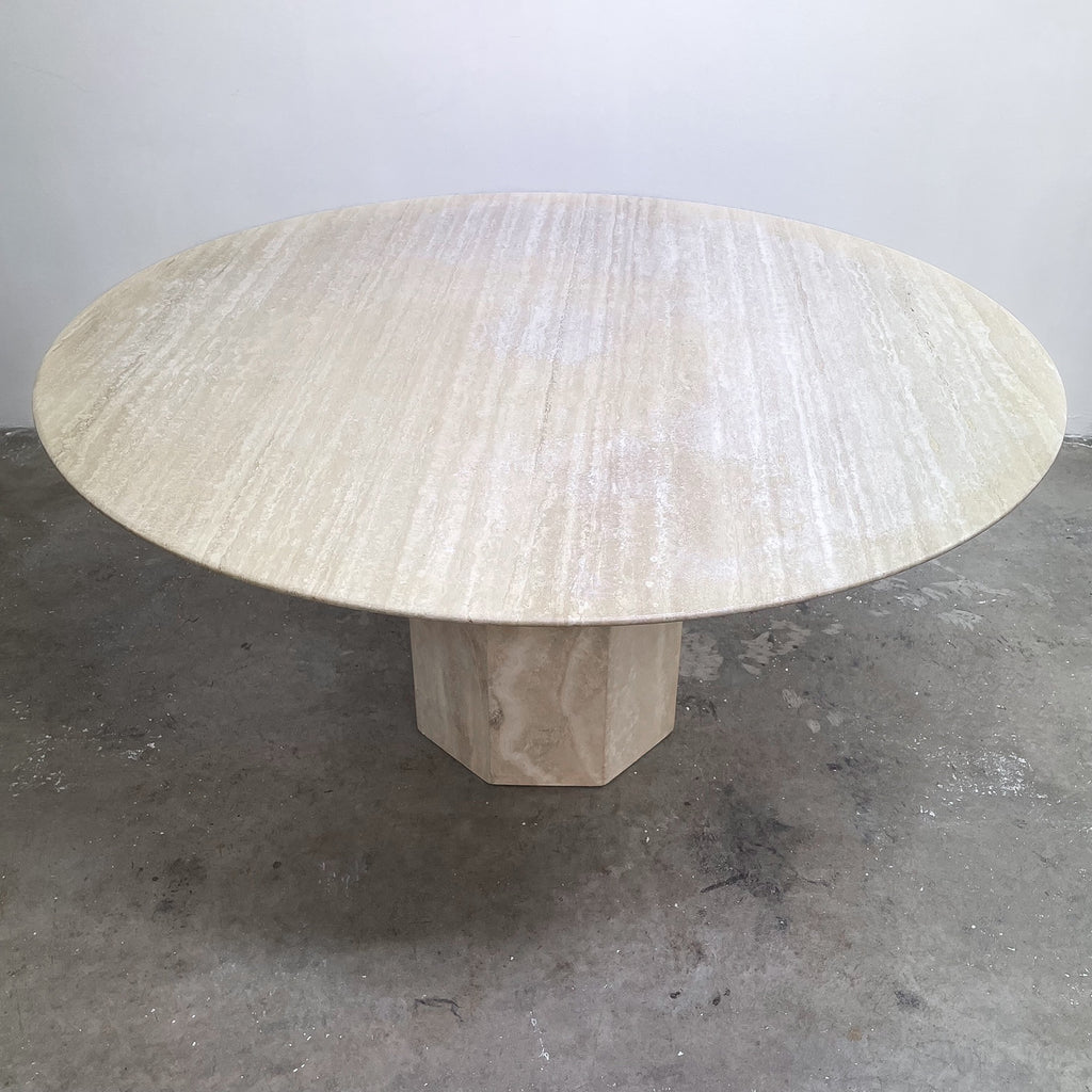 Vintage Round Travertine Dining Table