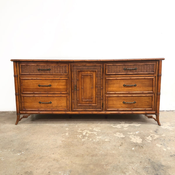 Vintage Faux Bamboo Sideboard Credenza By Stanley Furniture