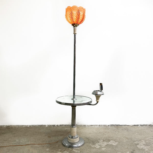 Stunning Art Deco 1940s Floor Lamp With Glass Top Table