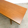 Restored Danish Mid Century Coffee Table With Rattan Shelf