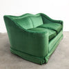 Mid Century Green Velvet Two Seater Sofa