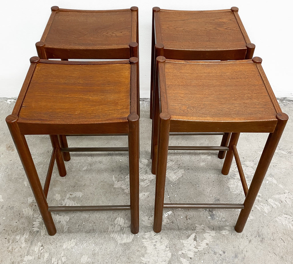 Pair Of Parker Mid Century Teak Bar Stools