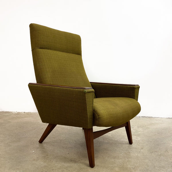 Mid Century Danish Armchair With Original Wool Upholstery