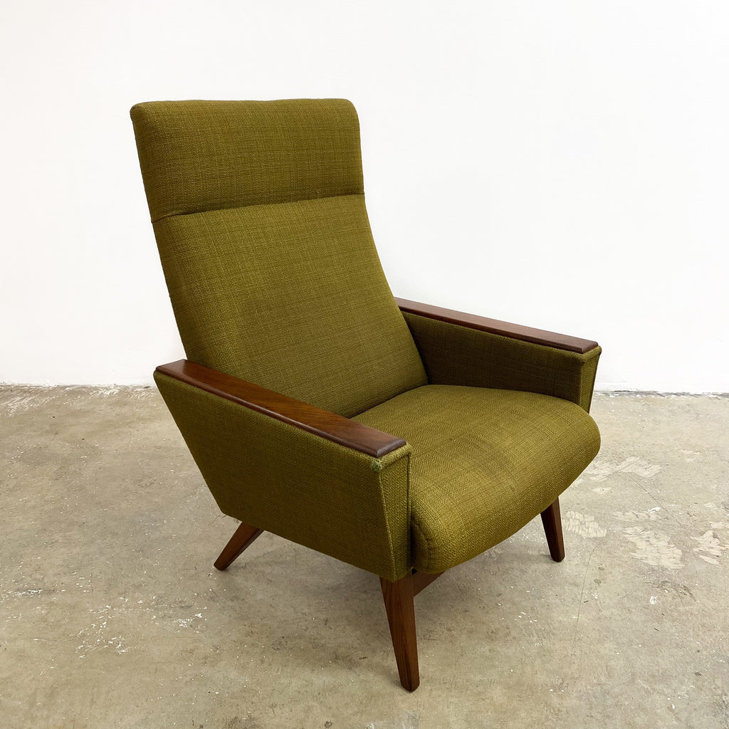 Mid Century Danish Armchair With Original Wool Upholstery