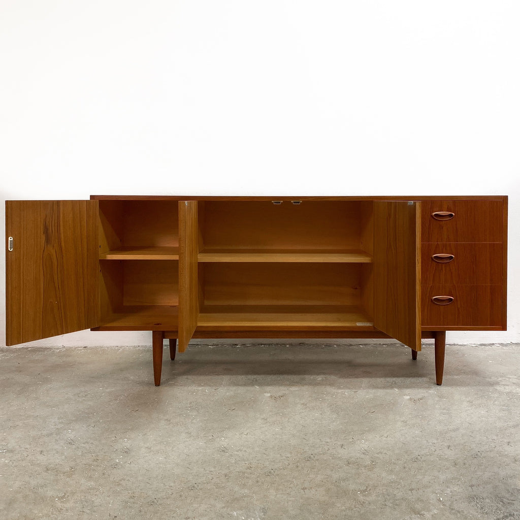 Restored Mid Century Teak Wave Form Handle Chiswell Sideboard Buffet
