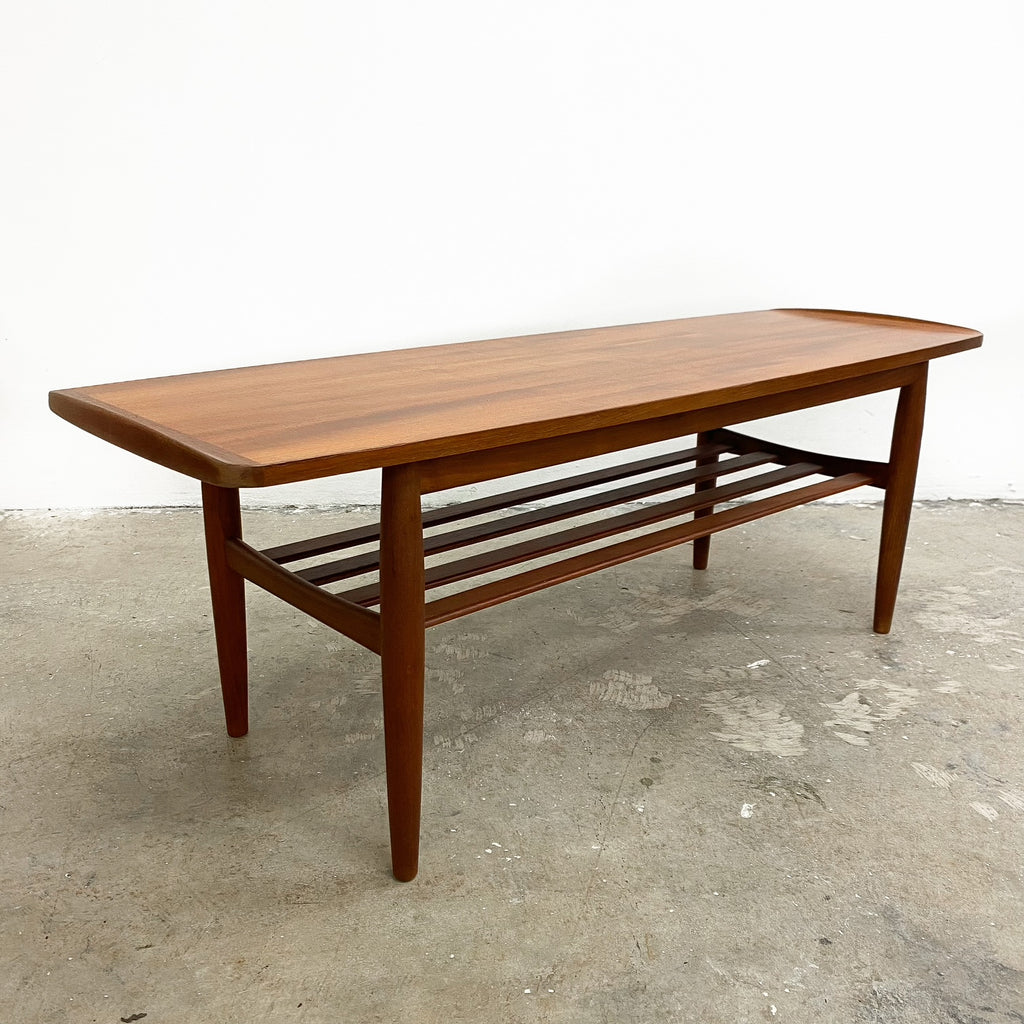 Parker Lip End Mid Century Coffee Table With Magazine Rack