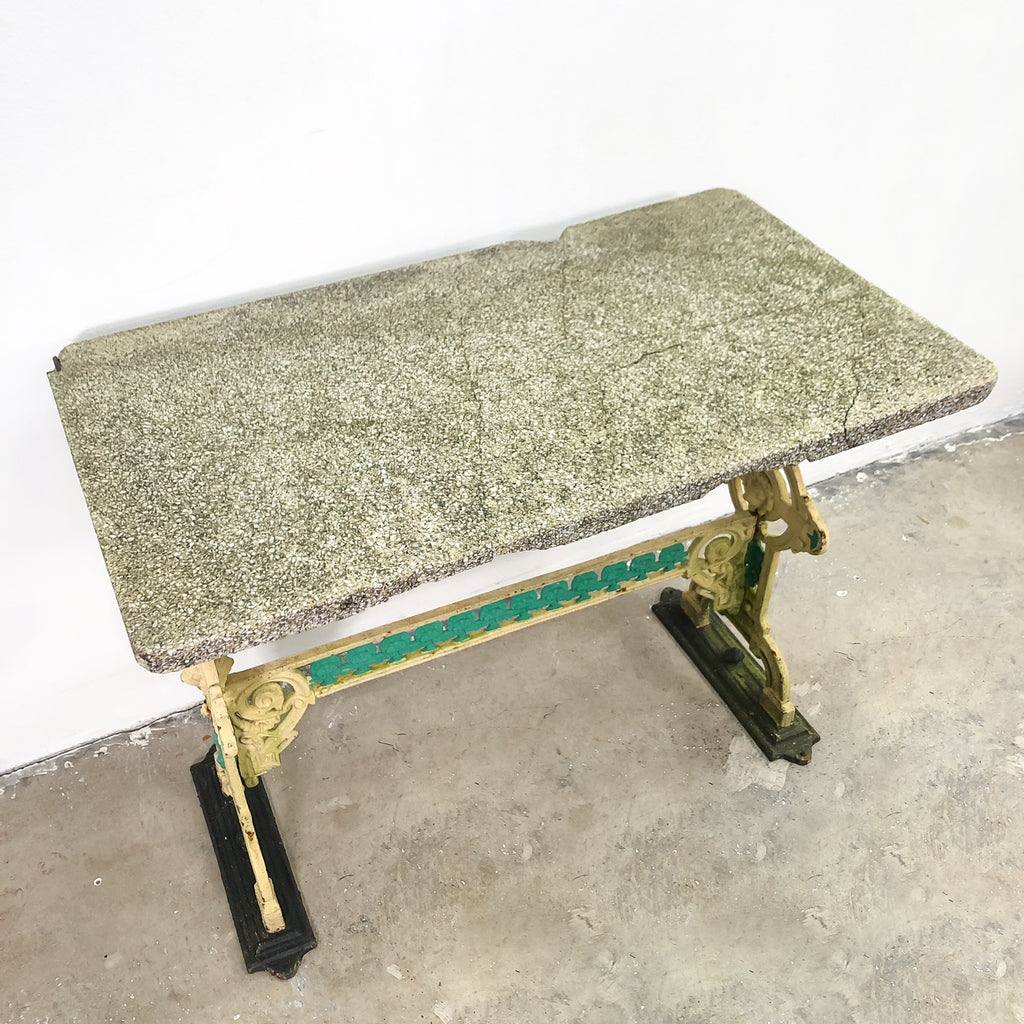 Antique Victorian Cast Iron Terrazzo Top Table