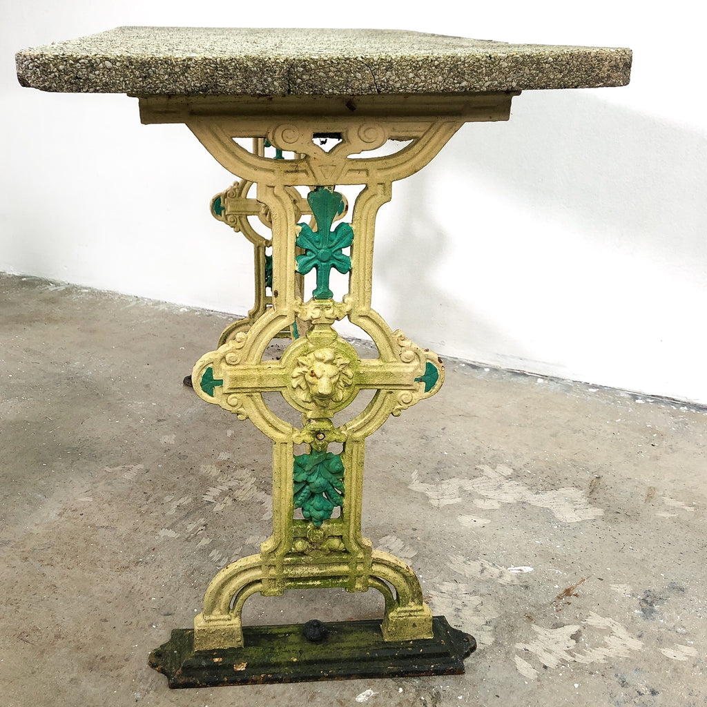 Antique Victorian Cast Iron Terrazzo Top Table
