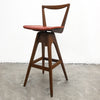 Mid Century T H Brown Leather Swivel Bar Stool