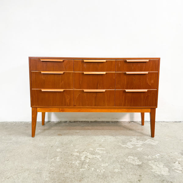 Restored Mid Century 9 Drawer Chest Of Drawers