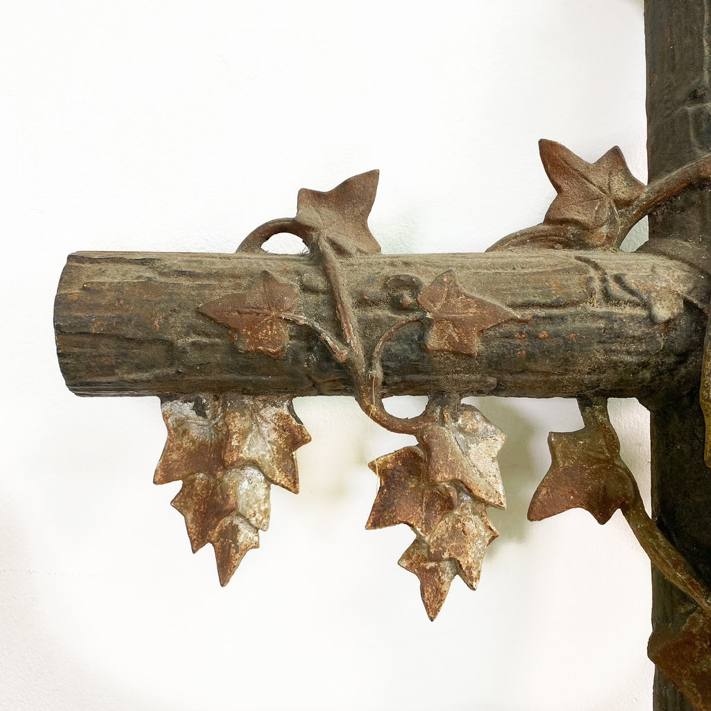 Antique French Cast Iron Cross With Mary Figure