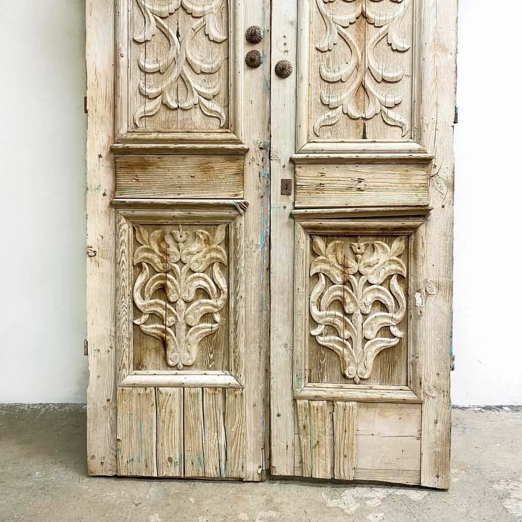 Pair Of Two Rustic Ornate Carved Doors