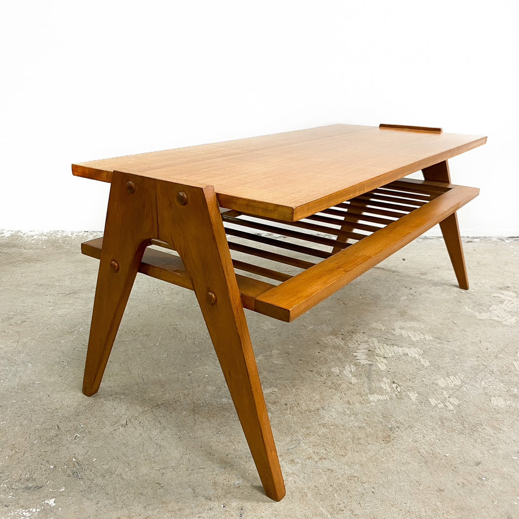 Retro 1960s Coffee Table With Magazine Rack