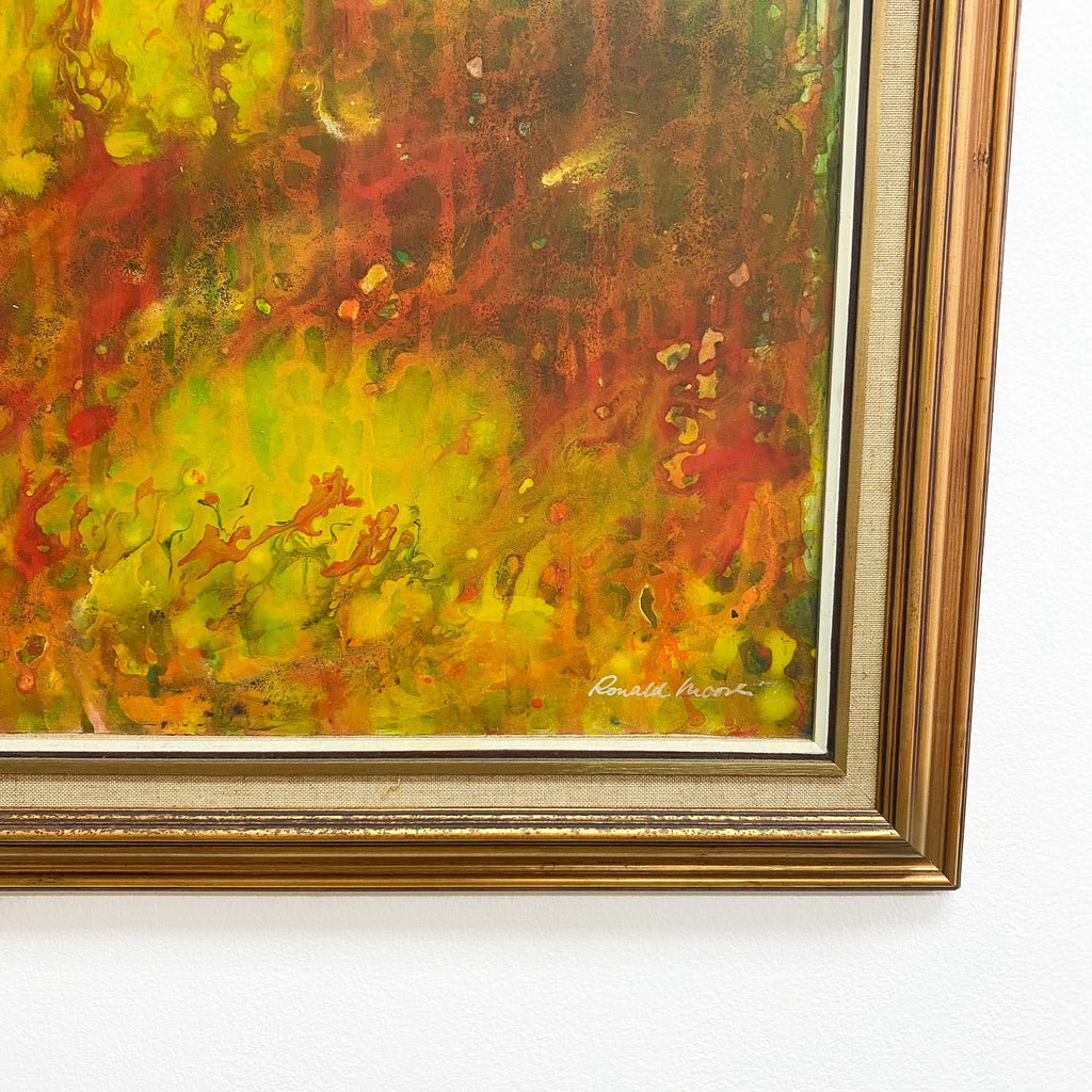 Mid Century Abstract Landscape Painting By Ronald Moore 1971