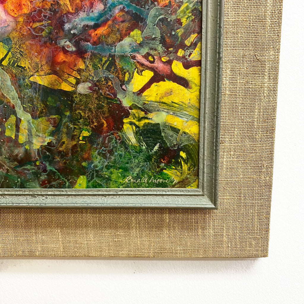 Mid Century Abstract Expressionist Oil Painting By Ronald Moore