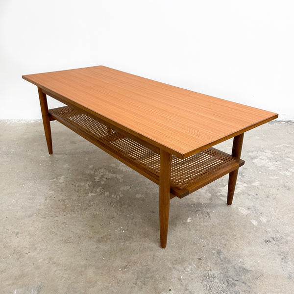 Mid Century Elite Rattan Shelf Coffee Table