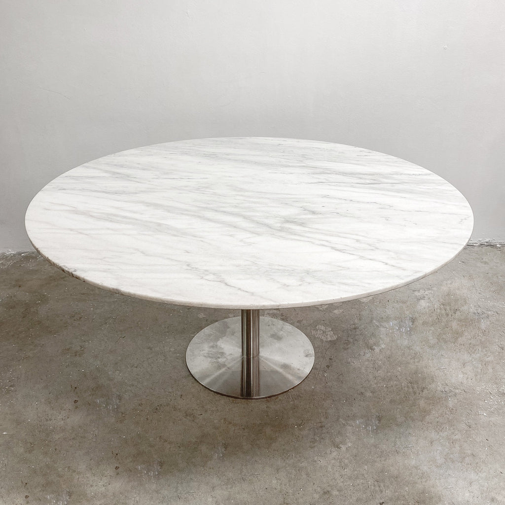 Round Carrara Marble Top Dining Table
