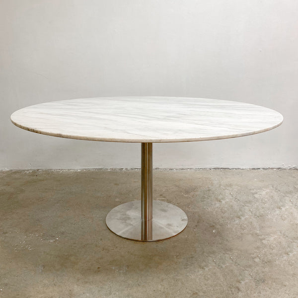 Round Carrara Marble Top Dining Table