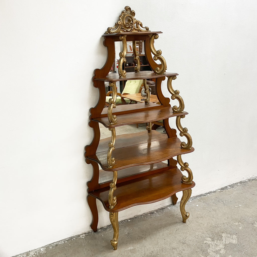 Antique Display Book Shelves With Back Mirror