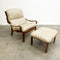 Mid Century Tessa Austin Leather Armchair With Footstool