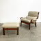 Mid Century Tessa Austin Leather Armchair With Footstool