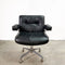 MID CENTURY LEATHER SWIVEL OFFICE CHAIR