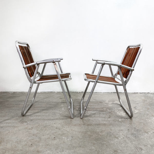 Pair Of Mid Century 1970's Aluminium Folding Chairs