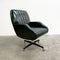 Mid Century Gloss Black Vinyl Swivel Armchair