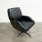 Mid Century Gloss Black Vinyl Swivel Armchair