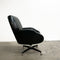 Mid Century Gloss Black Vinyl Swivel Armchair