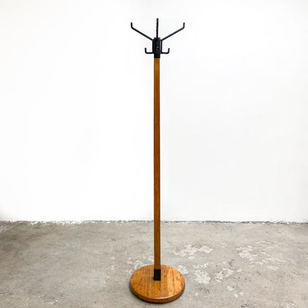 Vintage Industrial Solid Oak Hat Rack And Coat Stand