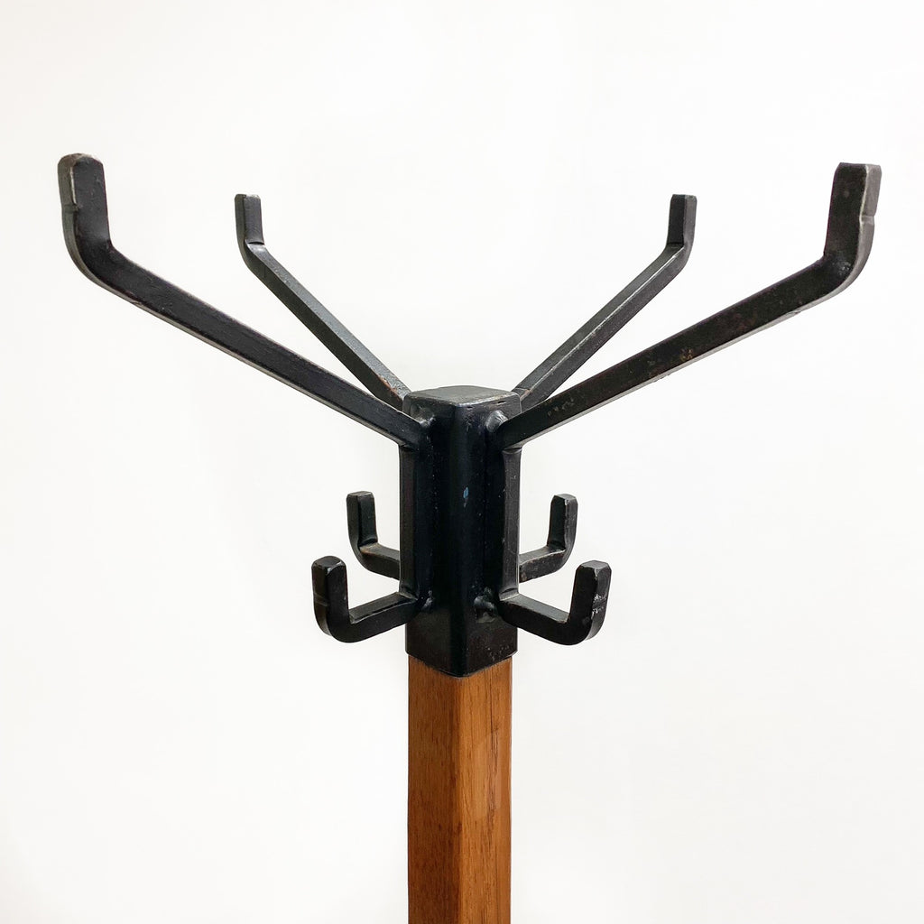 Vintage Industrial Solid Oak Hat Rack And Coat Stand