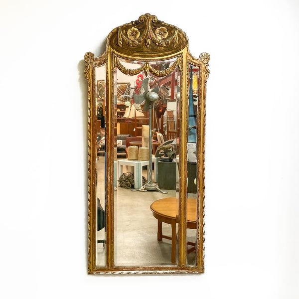 Art Nouveau C1890 Antique 3 Panel Pier Mirror