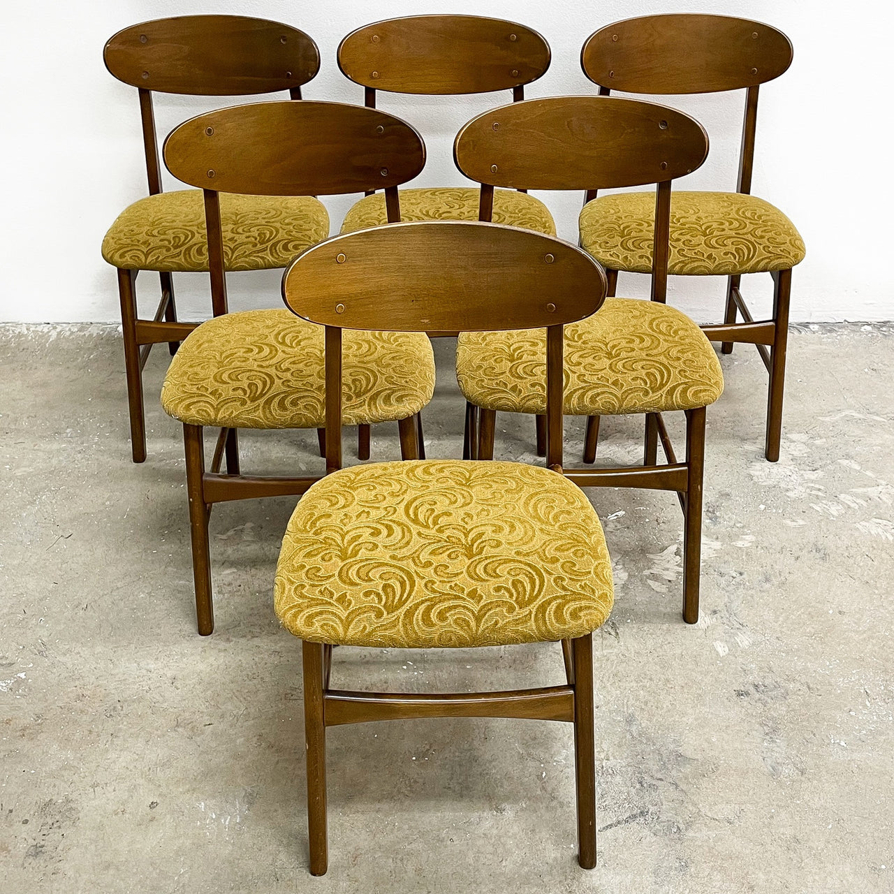 Suite Of Six 1960's Paddle Back Dining Chairs