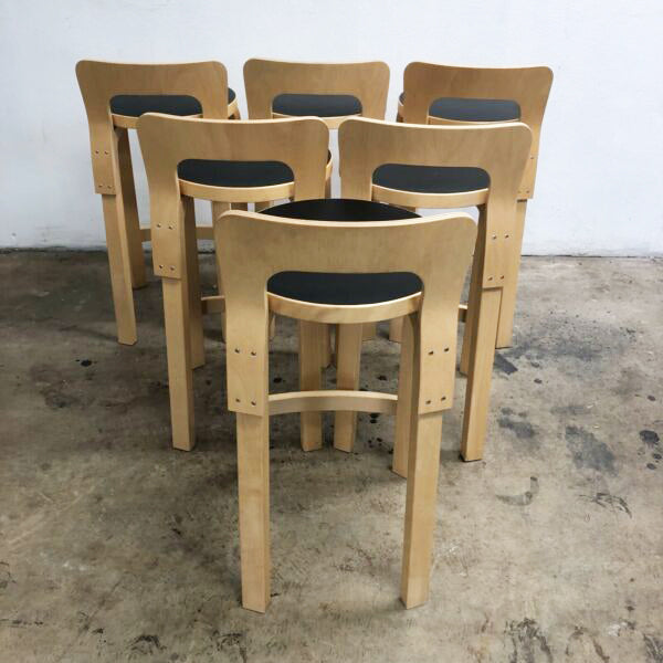 Finland ‘Artek’ Alvar Aalto K65 Bar Stools
