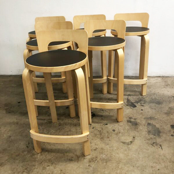 Finland ‘Artek’ Alvar Aalto K65 Bar Stools