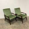 Pair Mid Century Fler SC 58 Armchairs Olive Velvet Upholstery