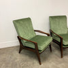 Pair Mid Century Fler SC 58 Armchairs Olive Velvet Upholstery