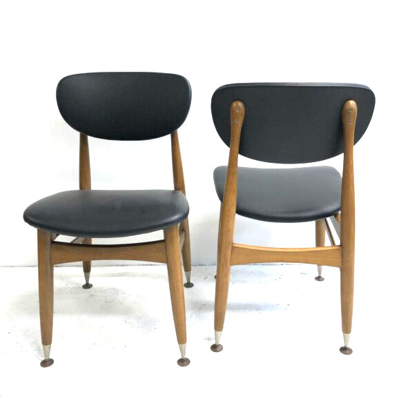Set Four Mid Century Matchstick Back Dining Chairs - New Upholstery