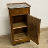 Antique Marble Top French Walnut Side Cabinet Cupboard