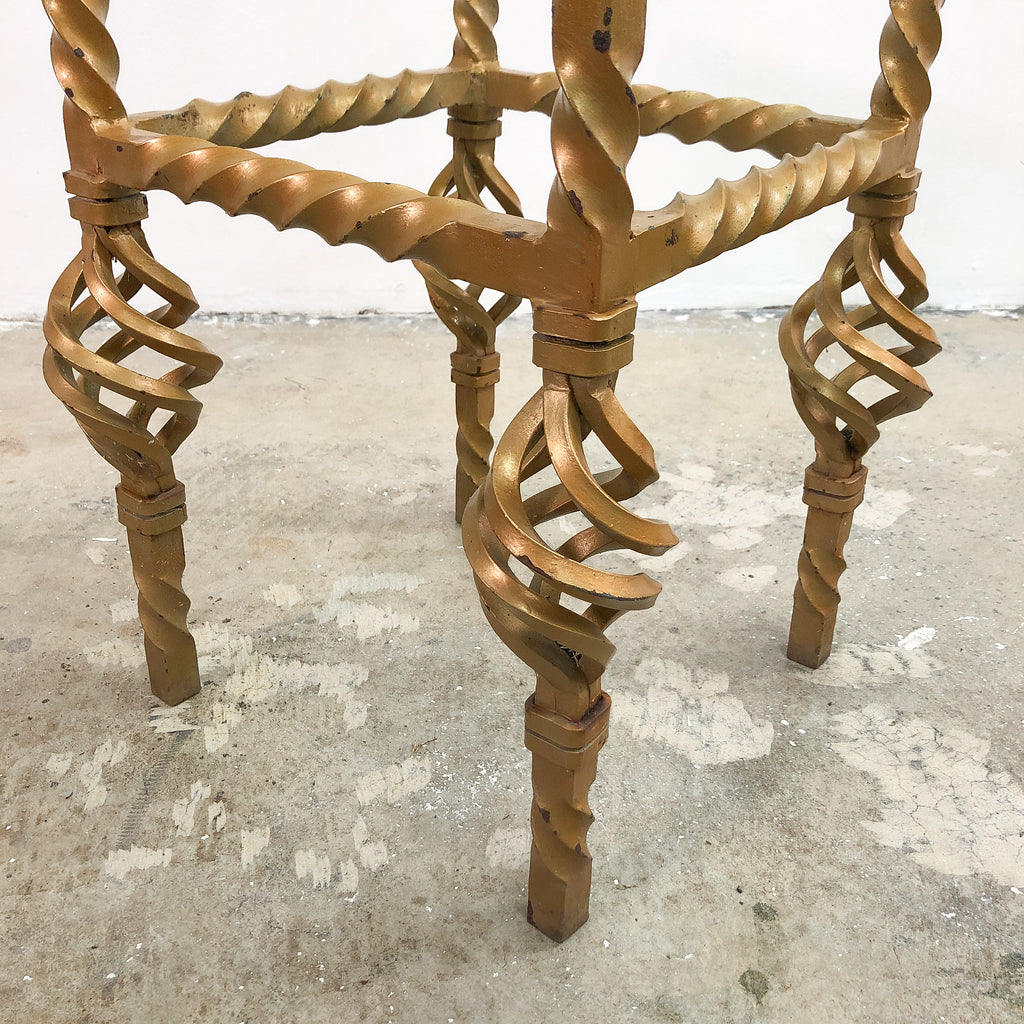 Glass Top Vintage Wrought Iron Coffee Side Table