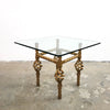 Glass Top Vintage Wrought Iron Coffee Side Table
