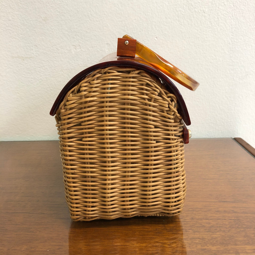 Vintage 1960's Italian Designer handbag Box Purse w/ Lucite Lid