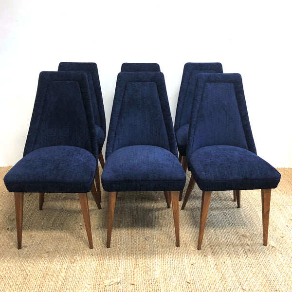 Set of Six Restored 1960's Paul Kafka Dining Chairs, New Upholstery