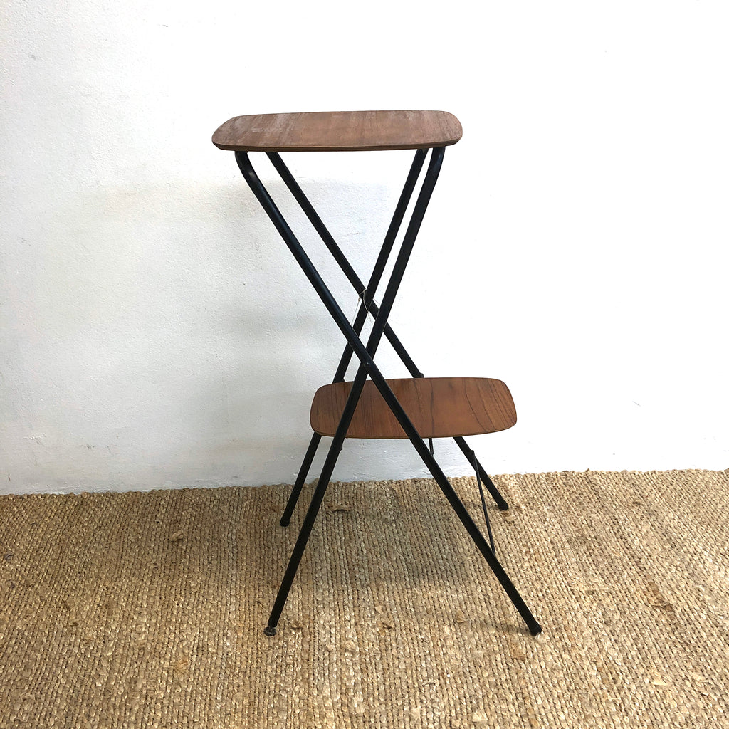 2 Tier Mid Century Teak English Folding Table Plant Stand