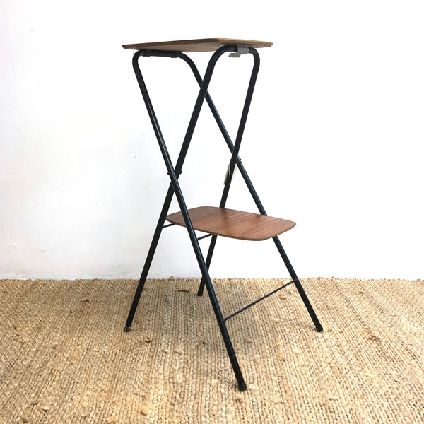 2 Tier Mid Century Teak English Folding Table Plant Stand