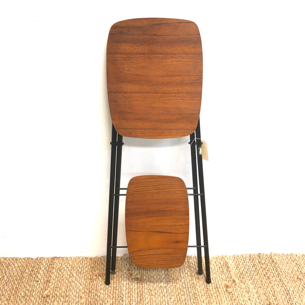 2 Tier Mid Century Teak English Folding Table Plant Stand