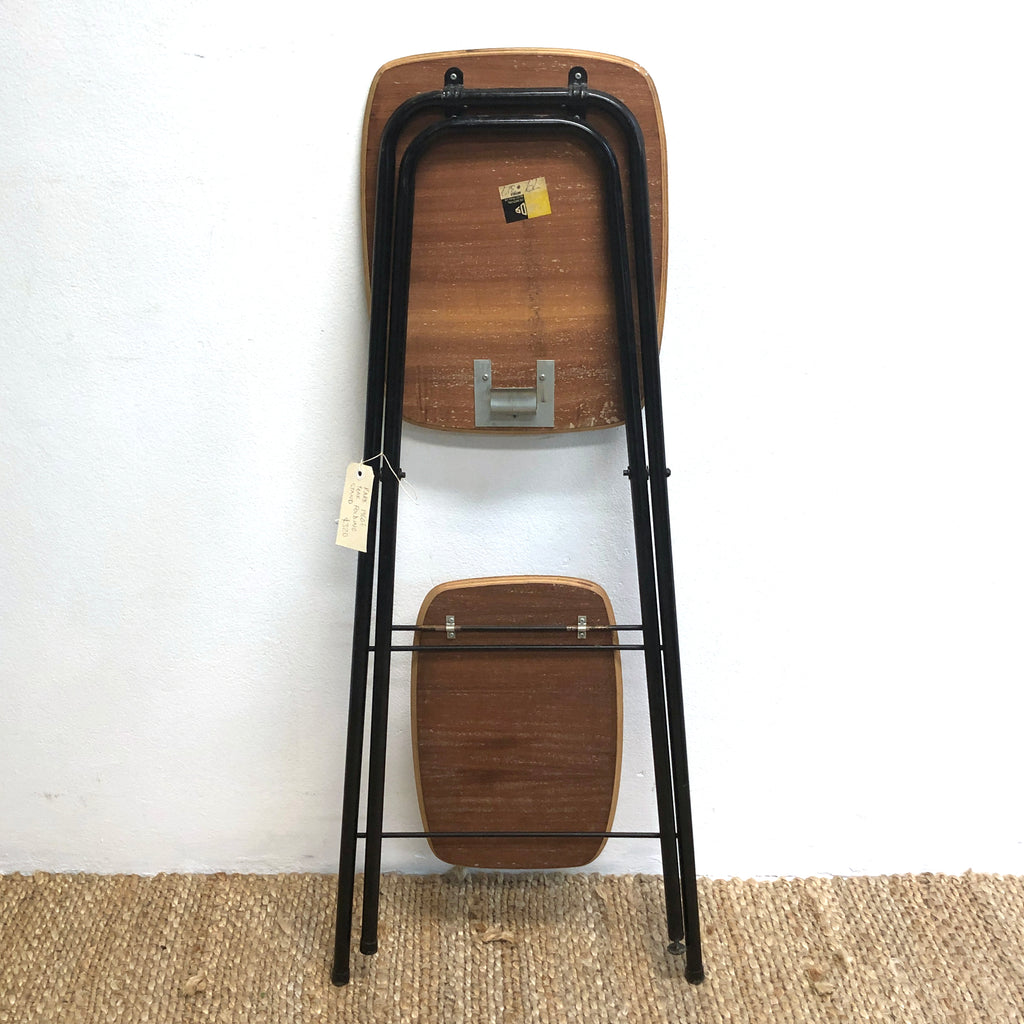 2 Tier Mid Century Teak English Folding Table Plant Stand