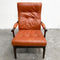 Mid Century Danish High Back Dark Dan Leather Armchair Lounge Chair
