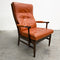 Mid Century Danish High Back Dark Dan Leather Armchair Lounge Chair